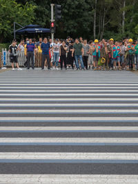 Group of people crossing road