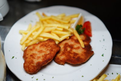 Close-up of food served in plate