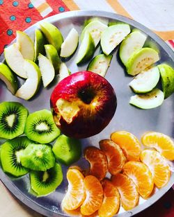 Directly above shot of fruits in plate