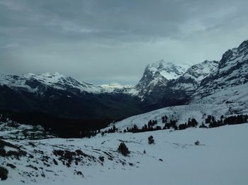 Scenic view of snowcapped mountains