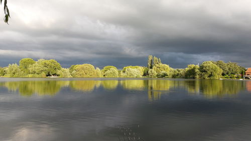 Scenic view of lake against sky