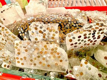 High angle view of food for sale at market stall