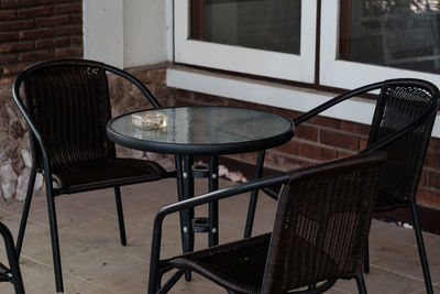 Empty chairs and table at home