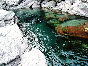 Reflection of rocks in water