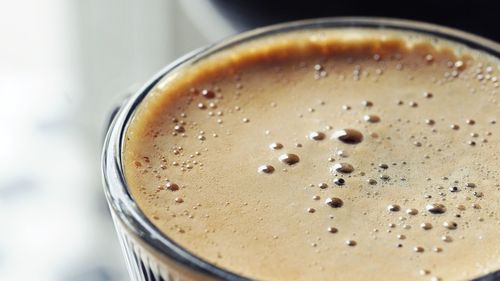 High angle view of coffee on table