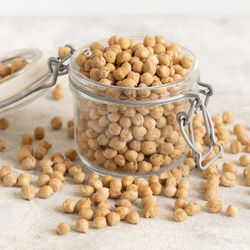 Jar of raw dry chickpea