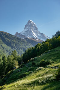 Scenic view of mountains against clear sky