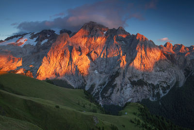 Scenic view of mountains against sky