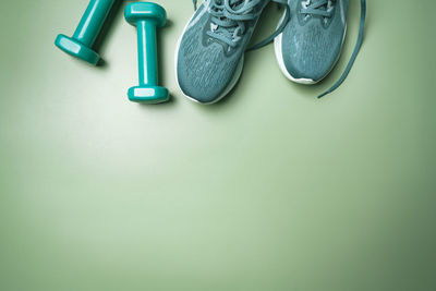 High angle view of shoes on table