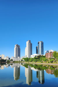 Reflection of buildings in water