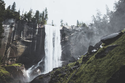 Low angle view of waterfall at yosemite national park