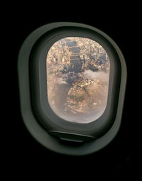 Close-up of airplane window