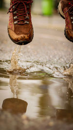 Low section of person standing in water