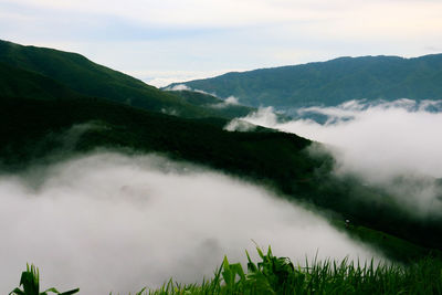 Scenic view of mountains against sky