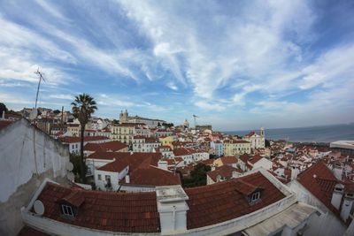 View of lisbon city and tagus river from portas do sol viewpoint