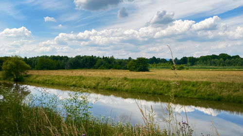 Scenic view of lake against sky