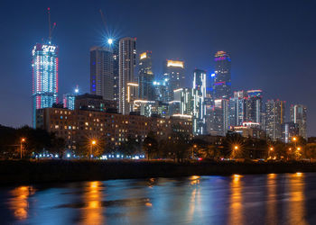 Illuminated city at night
