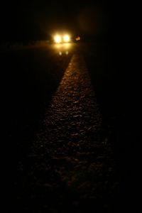 Surface level of road at night