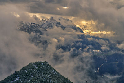 Aerial view of mountain against sky