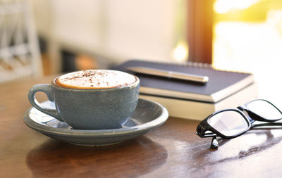 Close-up of coffee on table