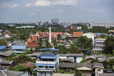 High angle view of townscape against sky