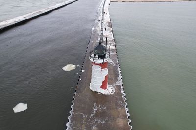 High angle view of bridge over river
