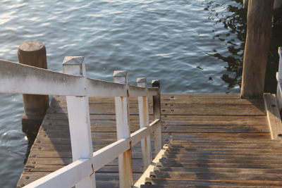 High angle view of pier over lake