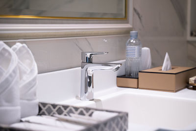 Close-up of sink in bathroom