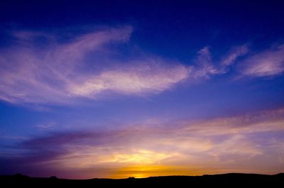 Silhouette of landscape against cloudy sky