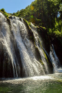 Scenic view of waterfall