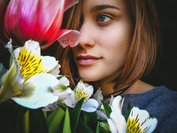 Close-up portrait of beautiful young woman