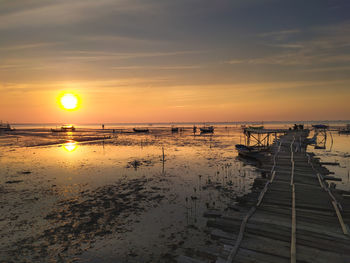 Beach against sky during sunset