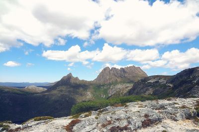 Scenic view of mountains against sky