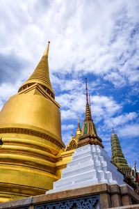 Low angle view of pagoda against sky