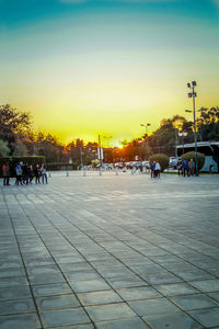 Parking lot at sunset