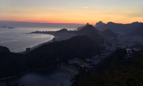 Panoramic shot of cityscape against sky during sunset