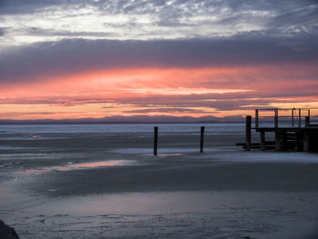 Scenic view of sea at sunset