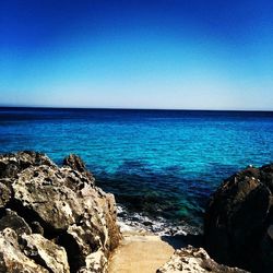 Scenic view of sea against clear sky