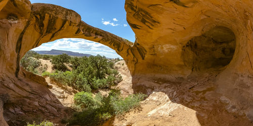 Low angle view of rock formation