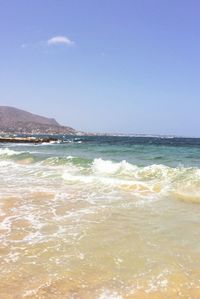 Scenic view of sea against clear sky