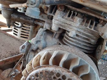 High angle view of old machinery