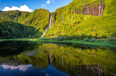 Scenic view of lake against sky