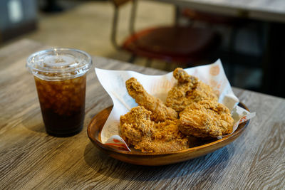 Close-up of food on table