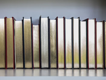 Close-up of books on shelf 