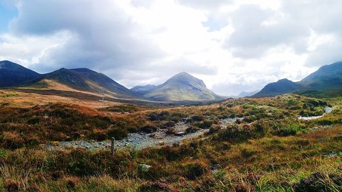 Scenic view of mountains against sky