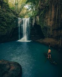 Scenic view of waterfall in forest