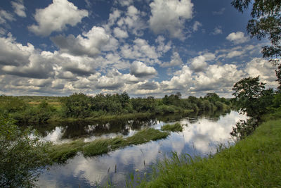 Scenic view of lake against sky