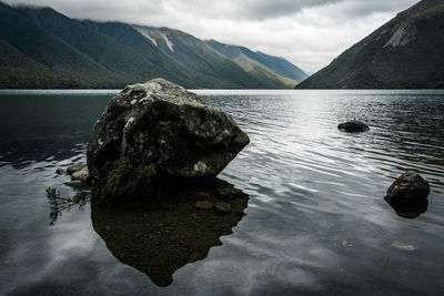 Scenic view of lake against mountains