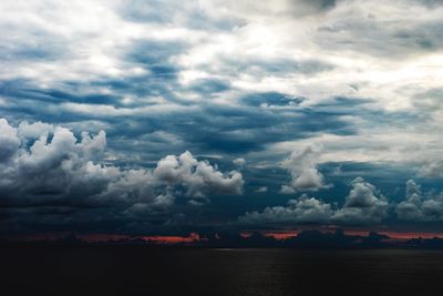 View of calm sea against cloudy sky