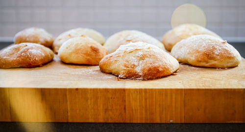 Close-up of bread on cutting board